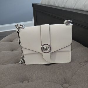 Michael Kors Cream Crossbody Bag with Silver Accents